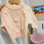 1-3岁儿童毛衣粉色纯色百搭款女宝宝韩版柔软舒适毛线衣针织衫