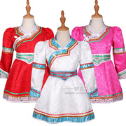 儿童蒙古袍公主裙女孩蒙古族舞蹈演出服幼儿女童蒙古服日常生活装
