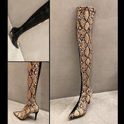 hchen韩国手工定制蛇皮纹，时髦御姐性感，紧包腿细超高跟过膝靴