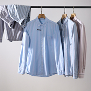 经典竖条纹春季棉质透气舒适青年男士衬衣基础款长袖衬衫