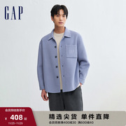 gap男装秋季2023logo羊毛，混纺休闲翻领，夹克889749衬衫式外套