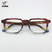 多色拼接板材小众眼镜框，个性彩色复古小方形，磨砂手工眼镜架配度数