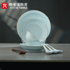 景德镇陶瓷影青白瓷，中式玲珑餐具饭碗盘子，家用瓷器套装2024年