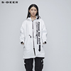 sdeer圣迪奥春秋女装原创设计白色长款防护服外套风衣S20181820