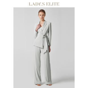 ladyselite慕裁银灰色，系带西装外套女2023高级职业工作服上衣