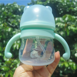 宽口塑料新生婴儿小容量奶瓶，喝水杯带吸管奶嘴手柄0-1岁耐摔防胀