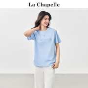 拉夏贝尔lachapelle短袖t恤女夏季圆领宽松显瘦体恤上衣