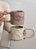youngfire原创ins创意罗马字母，手捏陶瓷杯不规则，长柄咖啡马克水杯