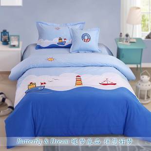 纯棉儿童床上用品四件套全棉，男孩男童卡通，床品三件套床单被套1.2