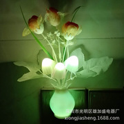 欧规蘑菇石榴瓶高档花LED光控七彩小夜灯插电地摊创意3d硅胶