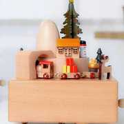 天空之城旋转木马木质音乐盒八音盒，创意生日圣诞节七夕情人节礼物