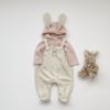 婴儿秋装衣服连体衣套装兔耳朵条纹连帽卫衣背带包屁裤两件套