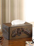 欧式简约创意客厅家用木质纸巾盒抽纸盒桌面遥控器收纳盒架