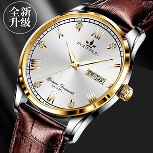 瑞士名牌手表男士镂空机械表，全自动超薄男表真皮带大表盘腕表