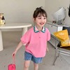 女童韩版洋气纯棉短袖T恤2023夏季女宝宝翻领娃娃打底衫上衣