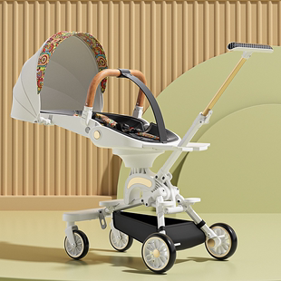 高景观(高景观)宝宝，手推车轻便型可坐躺一键折叠可换向便携式多功能婴儿车