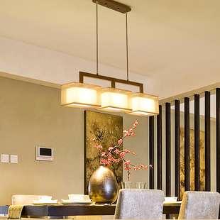 新中式现代简约长方形餐厅，吊灯三头书房吧台灯中国风饭厅餐厅灯具