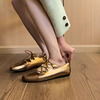 北屿金色芭蕾舞鞋女2024夏季软皮单鞋设计感交叉绑带平底鞋潮