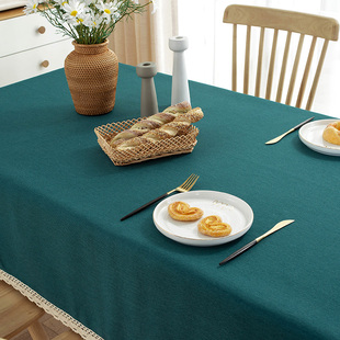 桌布ins风书桌简约纯色北欧现代高级感圆桌长方形餐桌垫布艺定制