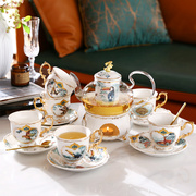 家用花茶壶套装陶瓷下午茶，花果茶杯茶具水果，玻璃壶带过滤蜡烛加热