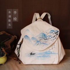 手绘中国风三角大容量背包
