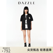 dazzle地素奥莱夏季复古宽松休闲中长款短袖夹克棒球服外套女