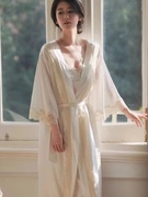 法式结婚晨袍新娘蕾丝睡裙春秋高级感睡袍夏冰丝绸吊带裙性感睡衣