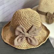 手工编织帽子女夏季蝴蝶结草编渔夫帽可折叠户外出游太阳帽沙滩帽