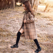 女童呢大衣秋冬季2023韩版女大童外套冬装中长款外穿加厚大衣