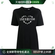 香港直邮Moschino莫斯奇诺女士T恤黑色圆领短袖简约心形logo