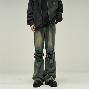 尾郎的店高级感装饰皮带绑带，设计感牛仔裤，男痞帅小众裤子情侣潮牌
