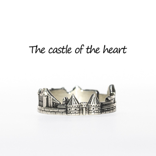 垂直原创设计《心灵城堡》s925纯银，情侣男女对戒指个性创意礼物品