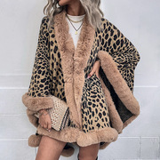 Sexy leopard print shawl sweater for women性感豹纹披肩毛衣女