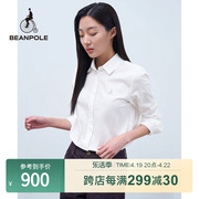 beanpole滨波2024春夏女士纯色，全棉通勤直筒长袖衬衫