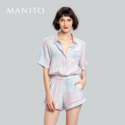 manito曼尼陀resort连体，套装真丝短裤套装，桑蚕丝短袖春夏季
