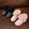 女童雪地靴2024冬季亮粉棉靴公主短靴兔毛，加绒2-10岁儿童靴子