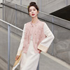 韩版洋气女士春秋季外套装时尚潮流复古盘扣立领龄显瘦马甲上衣女