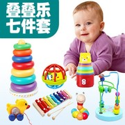 SUNNY叠叠乐七彩虹塔套圈玩具叠叠高早教益智婴幼儿不倒翁玩具