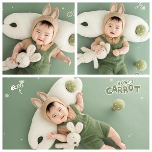 兔年儿童摄影服装百天小兔子拍照主题影楼周岁兔宝宝拍摄道具