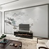 中式意境水墨山水壁画客厅电视背景墙2023年卧室大气装饰壁纸