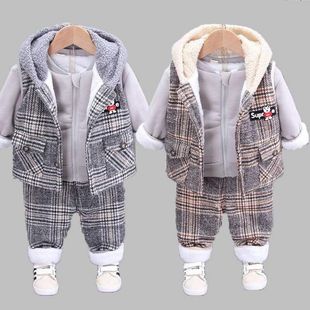 男童装1-2-3-4岁加厚冬装女宝宝一岁半秋冬季套装婴儿保暖衣服潮