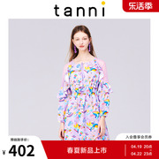 tanni夏季镂空收腰蕾丝，拼接雪纺温柔气质，连衣裙女tj11dr301a