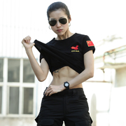 夏短袖体能训练服套装特种黑色战术T恤男纯棉军迷t恤透气作战女