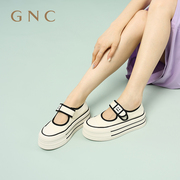 GNC高品质帆布鞋厚底增高可爱脸魔术贴学院风玛丽珍鞋