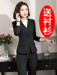 西装外套女时尚气质职业套装工作服酒店银行女士西服黑色面试正装