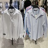 za蓝白色条纹府绸，长袖宽松纯色，衬衫衬衣女装ra02495702044