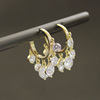 韩国925银针耳钉水晶钻圈耳圈镶钻气质时尚金银二色闪高级耳环潮