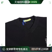 香港直邮versacejeans男士黑色，羊毛字母图案，v领针织衫b5gma817