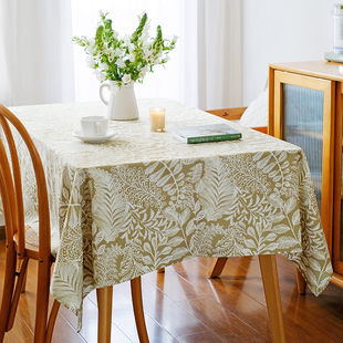 美式小清新防水防油桌布植物花卉ins复古布艺餐桌茶几台布高级感