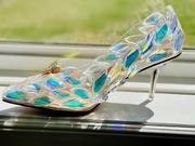 wedding㊣加拿大手作童话，梦幻灰姑娘水晶鞋婚礼高跟透明单鞋
